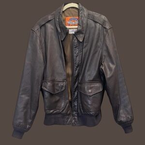 Vintage Deep Brown Leather Flight Bomber Jacket by COOPER Type A2  46R
